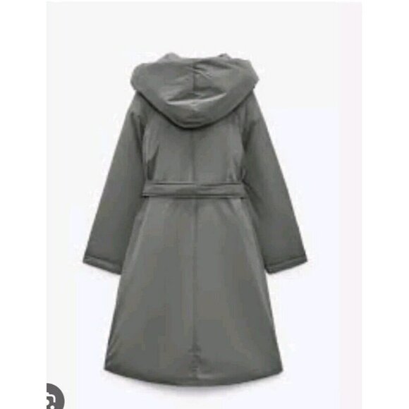 NEW ZARA Green Hooded DOWN COAT JACKET Puffer ZARA HOODED P REF 8073 726 SIZE XS - Picture 7 of 9
